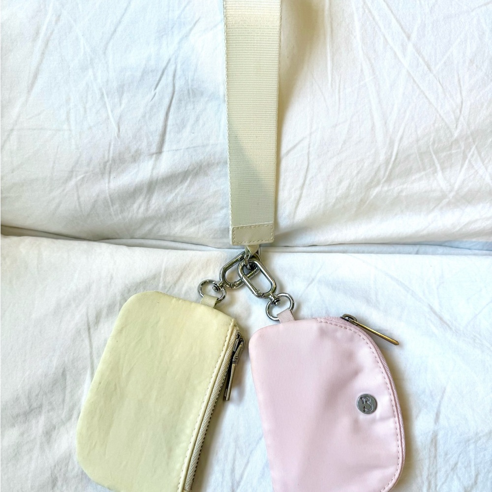 Dual Pouch Wristlet Light Pink Cream Color Zipper Pouch
